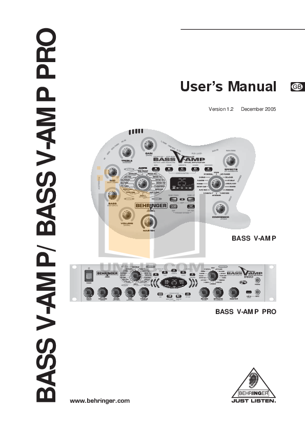 Download free pdf for Behringer Bass VAMP Amp manual
